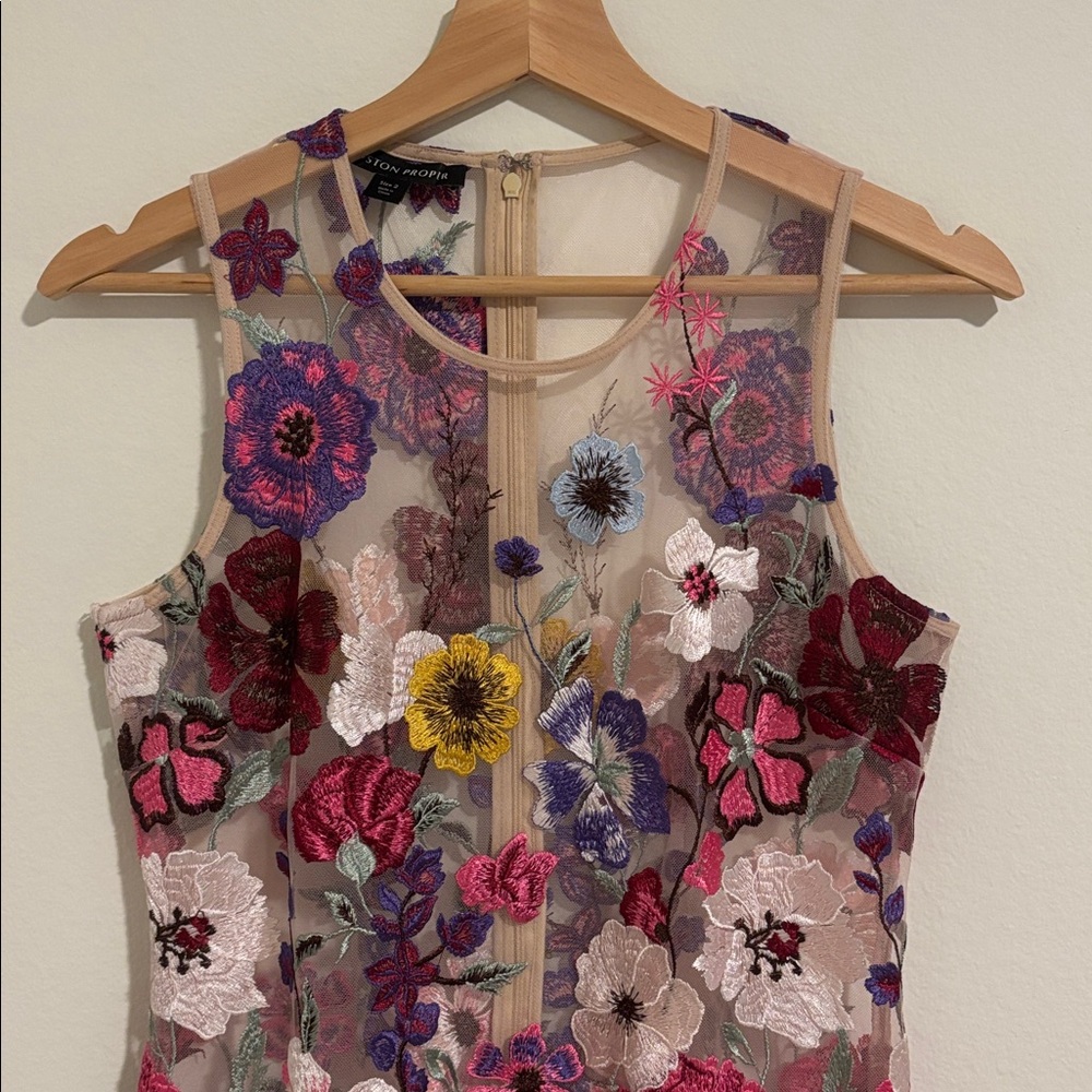Boston Proper Embroidered Floral Midi Dress Size 2 - Picture 4 of 13